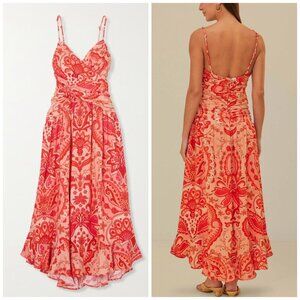 FARM RIO Jaipur Red Cross Over Maxi Dress Medium